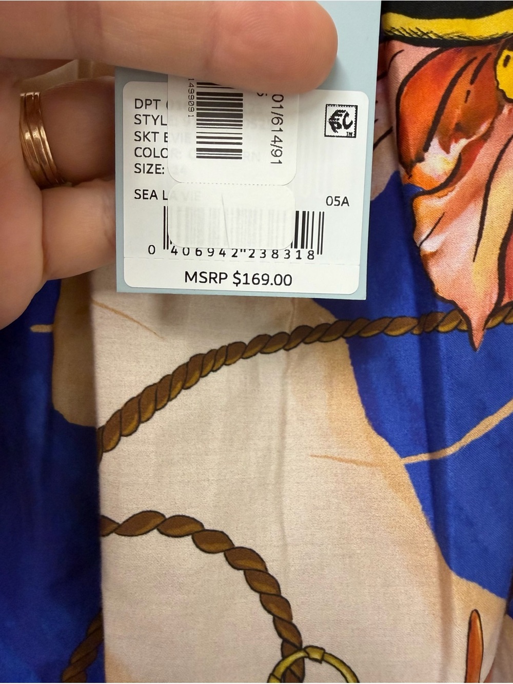 NWT Antonio Melani Sea La Vie Evie Ocean Print Skirt Blue Size 14 - Picture 11 of 14